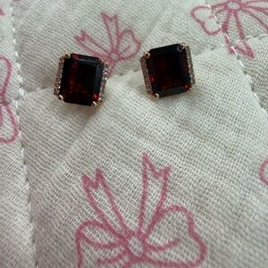 14k rose gold garnet earrings with diamonds